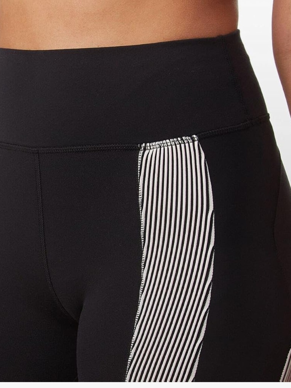 ALO Yoga Black Leggings with White Contrast Panels - Picture 2 of 10